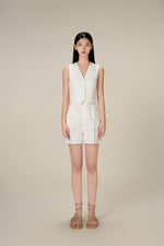 WHITE LINEN SHORTS