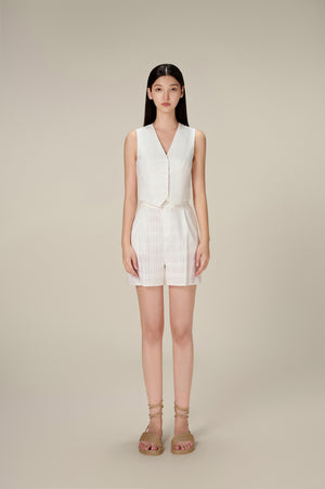 WHITE LINEN SHORTS