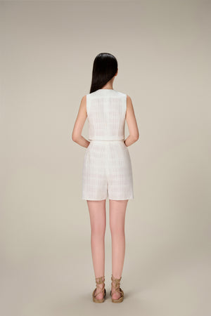 WHITE LINEN SHORTS