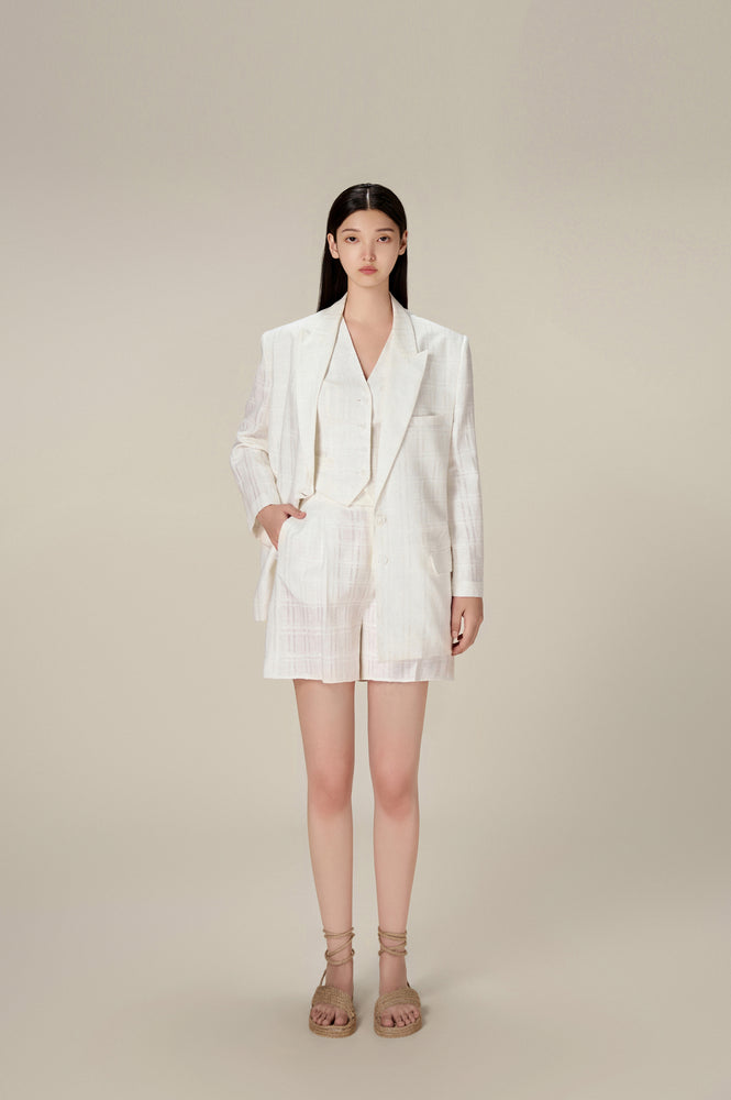WHITE LINEN BLAZER