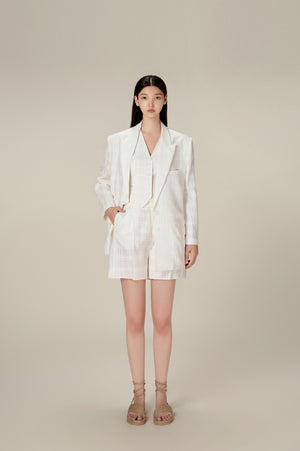WHITE LINEN BLAZER