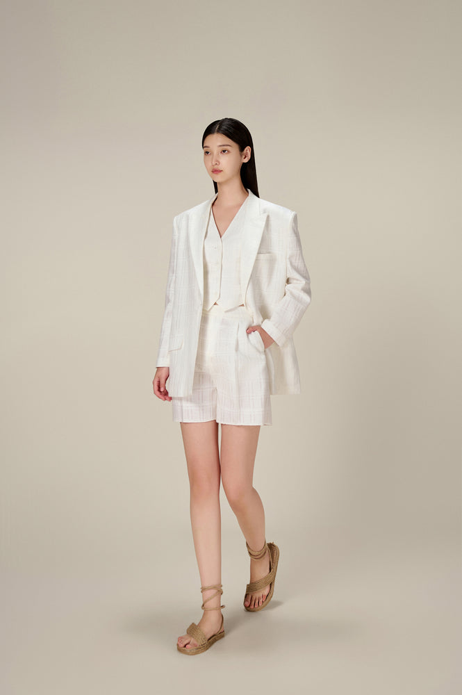 WHITE LINEN BLAZER