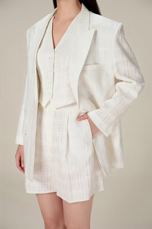 WHITE LINEN BLAZER