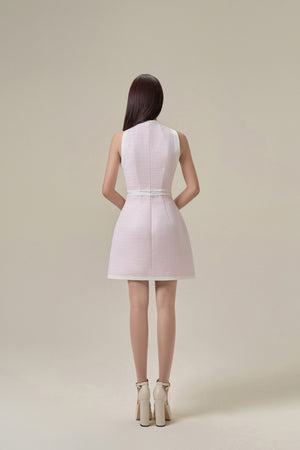 BABY PINK TWEED SLEEVELESS DRESS