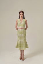 OLIVE GINGHAM MERMAID SKIRT