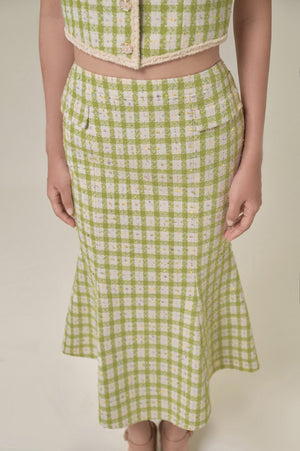 OLIVE GINGHAM MERMAID SKIRT