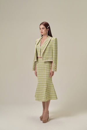 OLIVE GINGHAM MERMAID SKIRT
