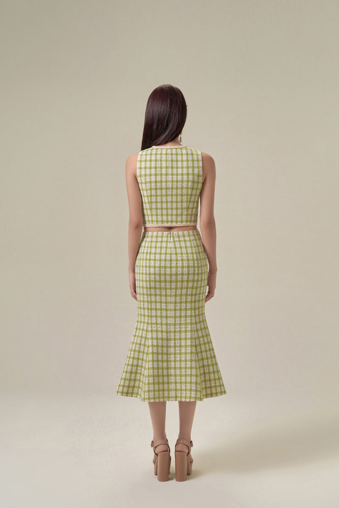 OLIVE GINGHAM WAISTCOAT