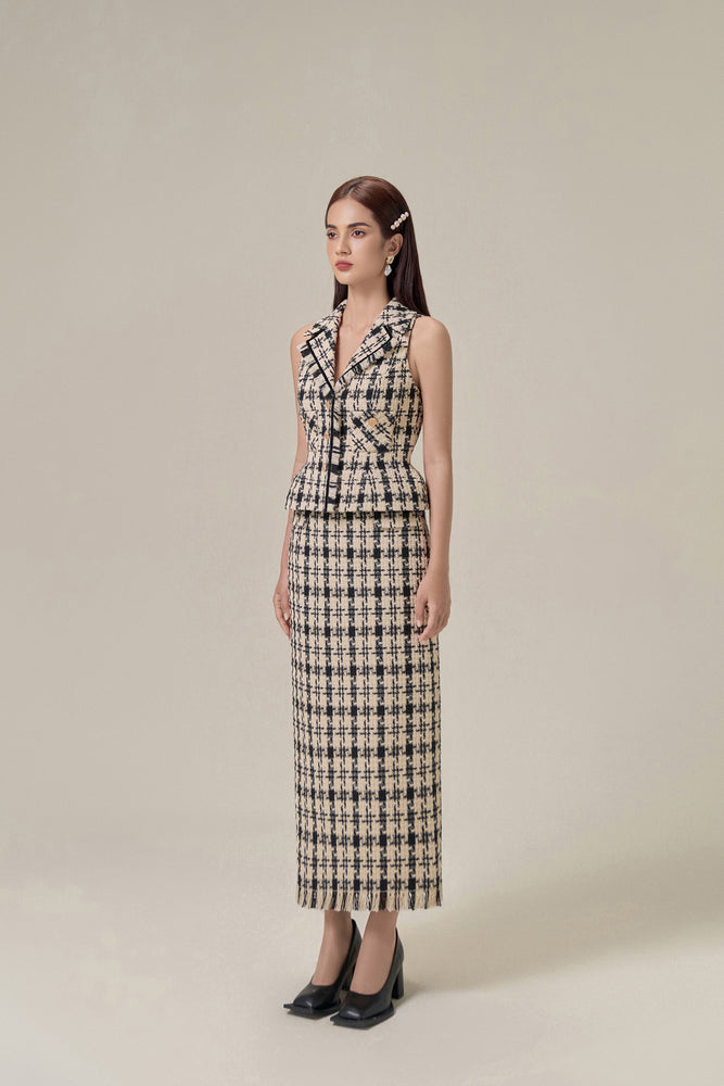 CLASSIC GINGHAM SLEEVELESS BLAZER