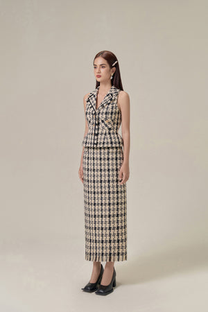CLASSIC GINGHAM SLEEVELESS BLAZER