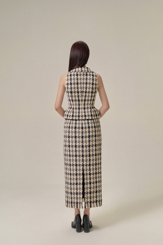 CLASSIC GINGHAM SLEEVELESS BLAZER