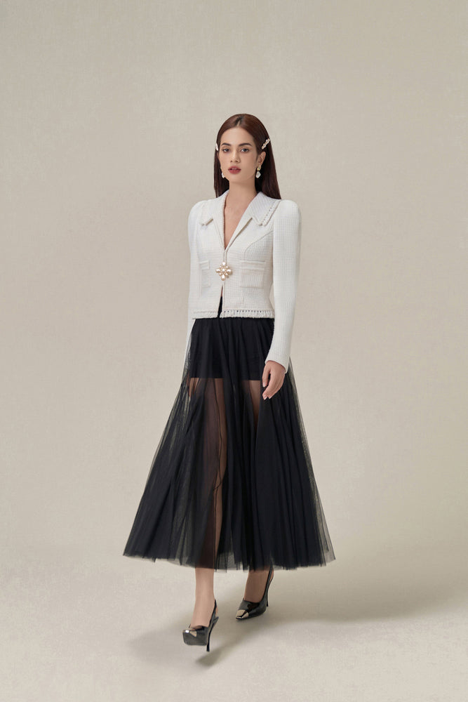WHITE TWEED JACKET