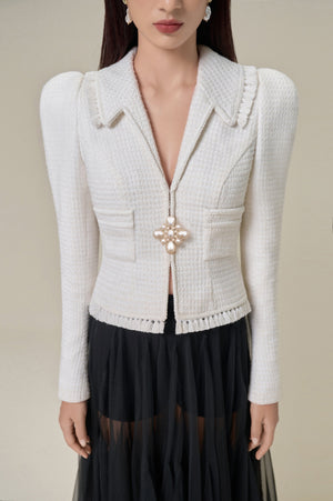 WHITE TWEED JACKET