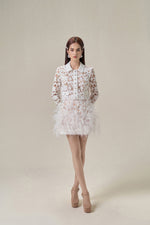 WHITE OSTRICH FEATHERS MINI SKIRT
