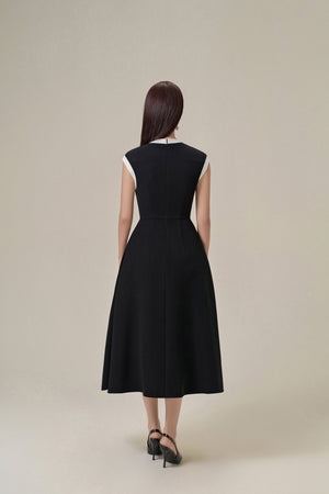 BOW TIE BLACK MIDI DRESS