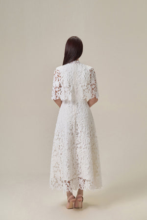 
            
                Load image into Gallery viewer, WHITE LACE CAPE DRESS
            
        