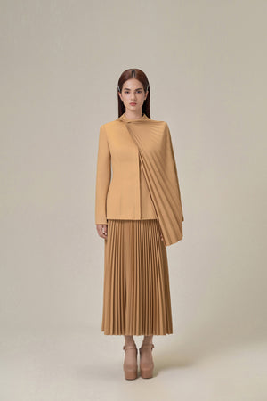 CAMEL PLEAT SKIRT
