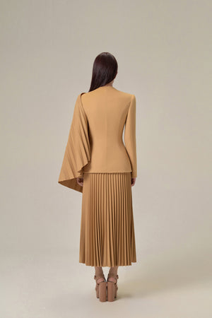 CAMEL PLEAT SKIRT
