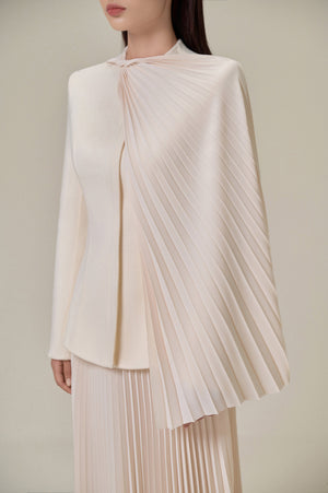IVORY PLEAT CAPE JACKET