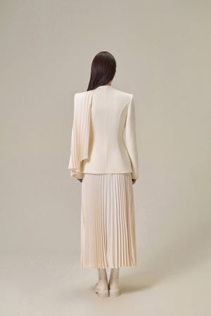 IVORY PLEAT CAPE JACKET