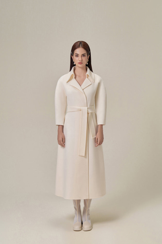 PERFECT IVORY DOUBLE-FACED WOOL & CASHMERE TRENCH COAT