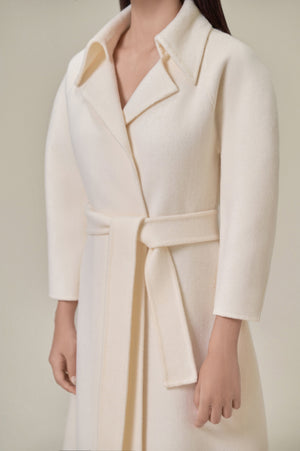 PERFECT IVORY DOUBLE-FACED WOOL & CASHMERE TRENCH COAT