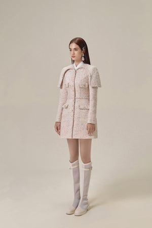ROSEWATER TWEED CAPE DRESS