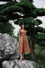 Brown - Pleated Dress