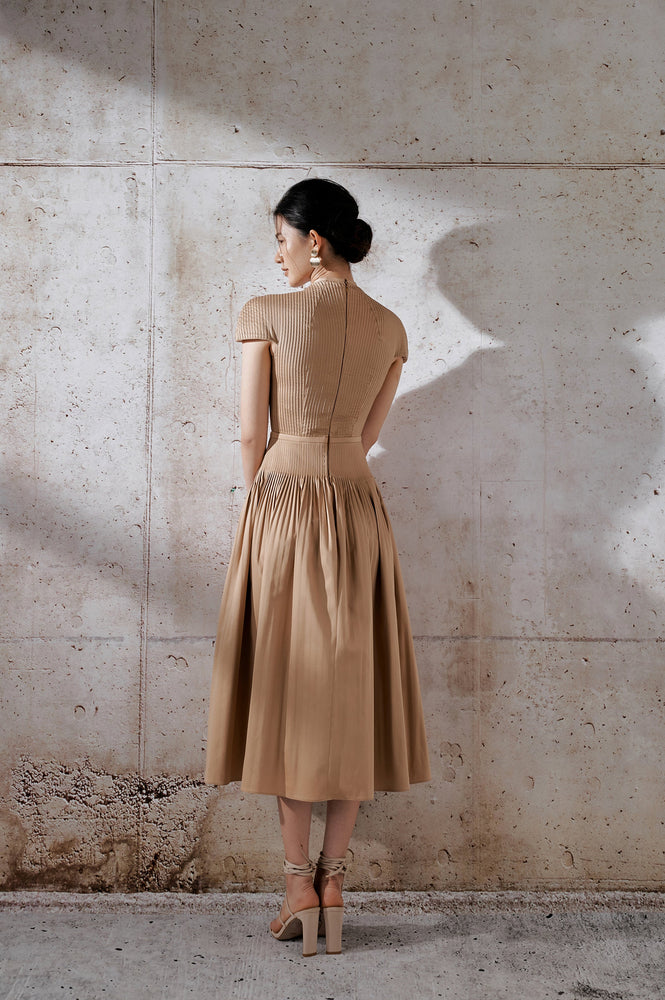 Pleated Dress - Brown