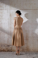 Pleated Dress - Brown