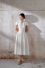 Pleated Dress - White