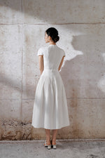 Pleated Dress - White