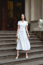 White - Orchid Pleat Dress