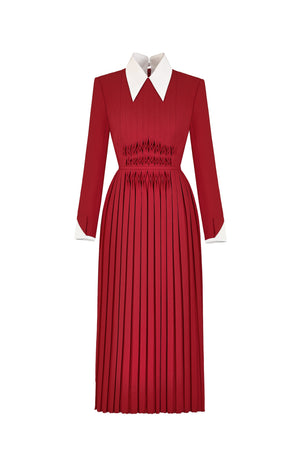 Red Smock Midi Dress