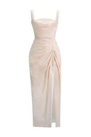 ORGANZA LINEN DRAPED DRESS