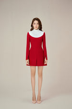 RED SMOCKED MINI DRESS