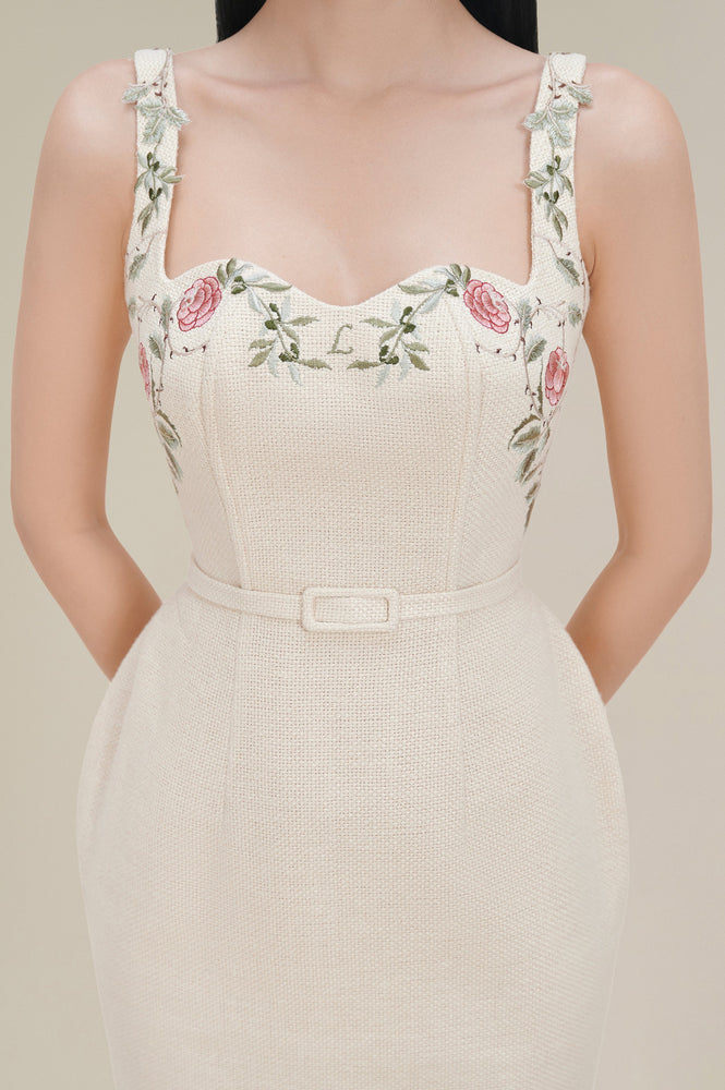 Embroidered Pencil Dress