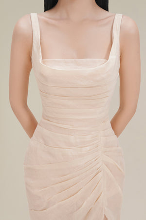 ORGANZA LINEN DRAPED DRESS