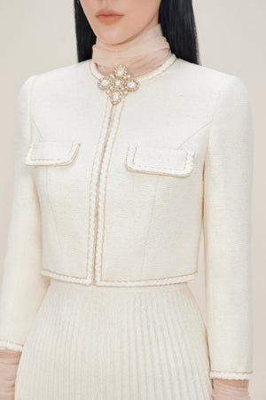 Charlotte Jacket - White with golden thread