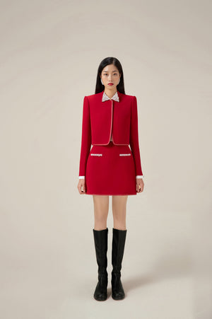 
            
                Load image into Gallery viewer, RED BEADED BOW JACKET
            
        