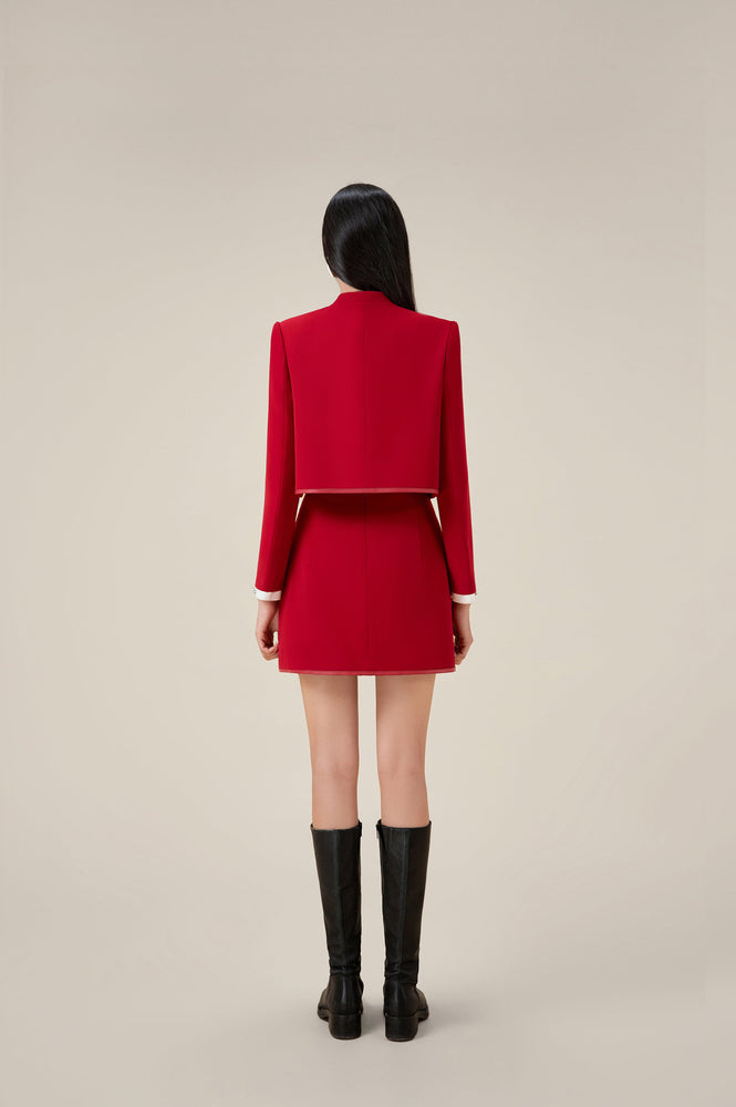 RED BEADED BOW JACKET