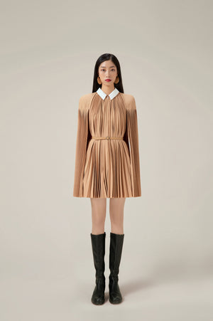 CAMEL PLEATED CAPE