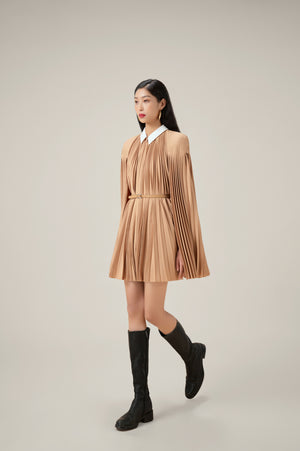 CAMEL PLEATED CAPE