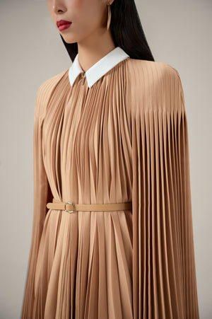 CAMEL PLEATED CAPE
