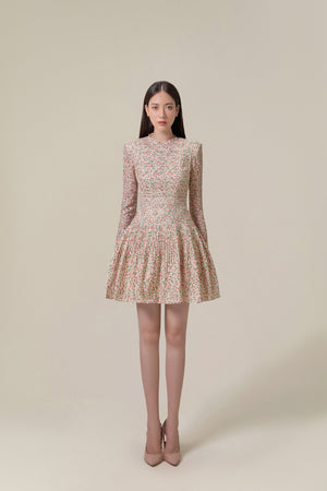 Floral Pleat Mini Dress