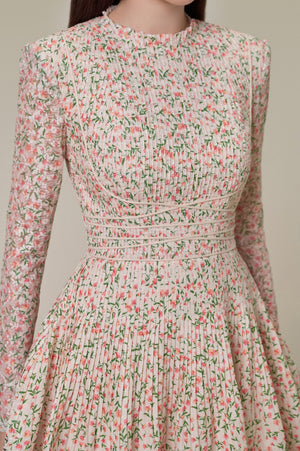 Floral Pleat Mini Dress