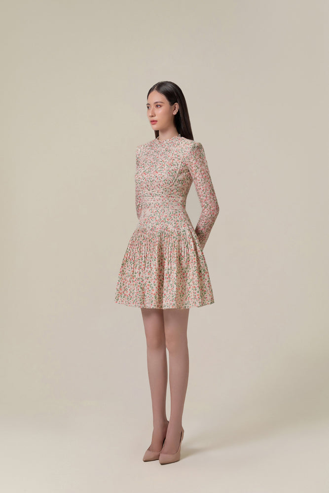 Floral Pleat Mini Dress