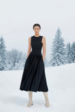 Black Pleated Midi Dress