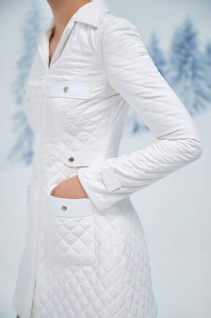 White Quilted Mini Dress