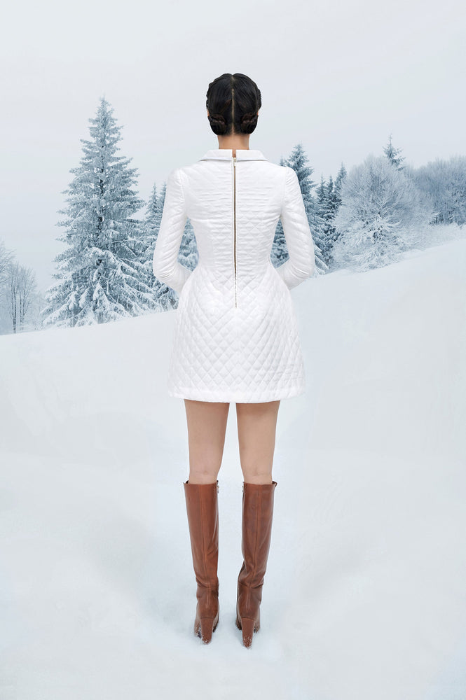 White Quilted Mini Dress